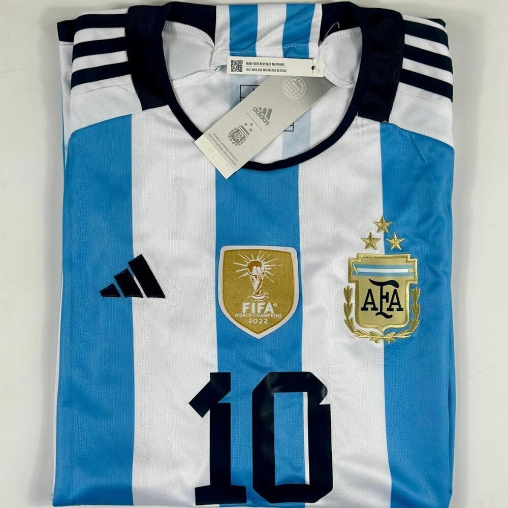 Lionel Messi #10 Argentina Adidas Qatar 2022 World Cup Jersey Adult